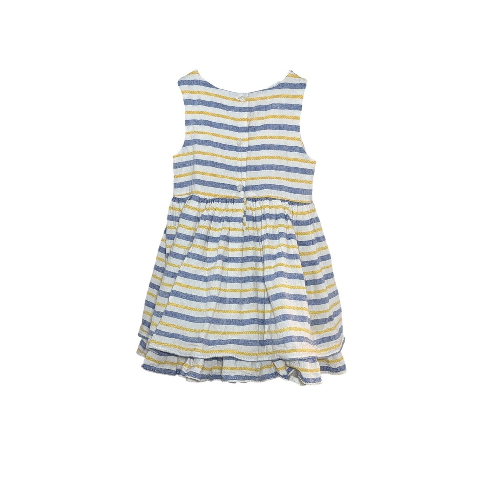 LaBri Ashley London Toddler Girls Dress 24M Striped Yellow Flower Cotton Dress - Picture 2 of 4